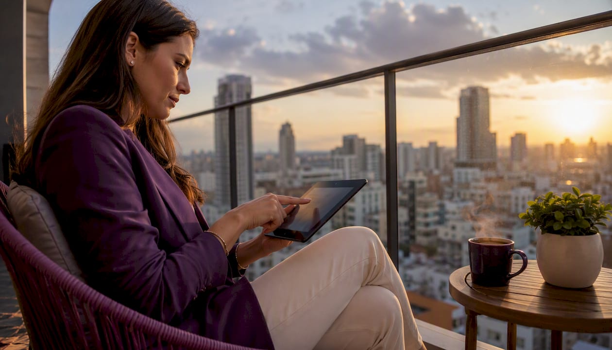 Tour virtual inmobiliario: qué elegir y cómo implementarlo Agente inmobiliaria mostrando una vivienda a través de un recorrido virtual en una tablet